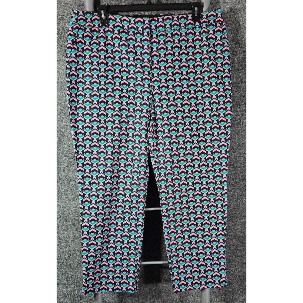 Boden Richmond Geometric Chevron Print Cropped Trousers Pink Green US 16/18R
